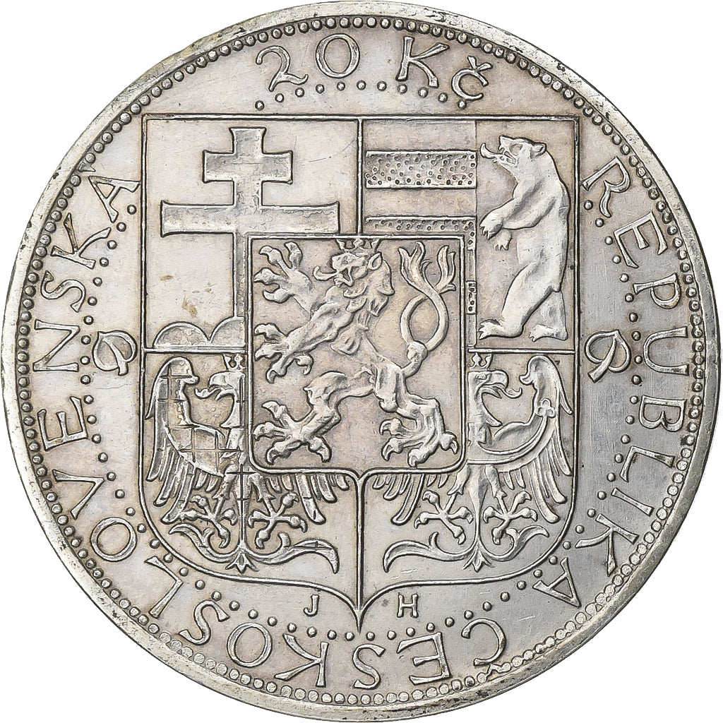 Czechoslovakia, 20 Korun, 1937, Silver, EF(40-45), KM:18