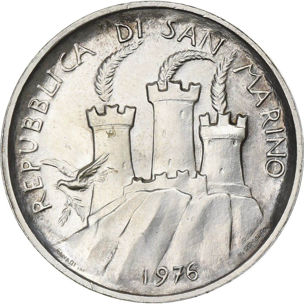 San Marino, 500 Lire, 1976, Silver, AU(55-58), KM:59