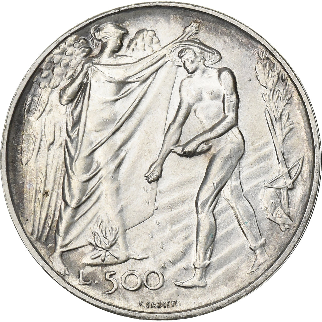 San Marino, 500 Lire, 1976, Silver, AU(55-58), KM:59