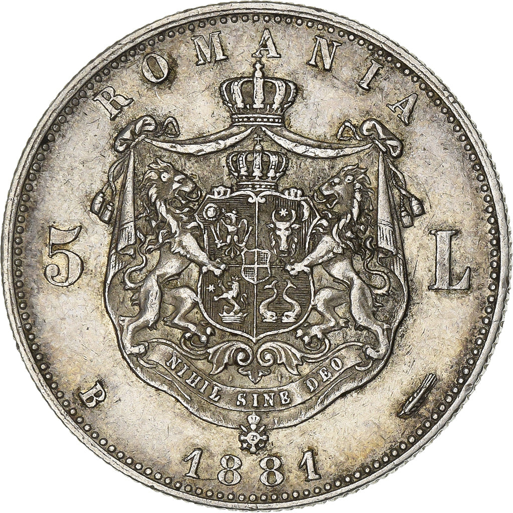 Romania, Carol I, 5 Lei, 1881, Bucharest, Silver, AU(50-53), KM:16