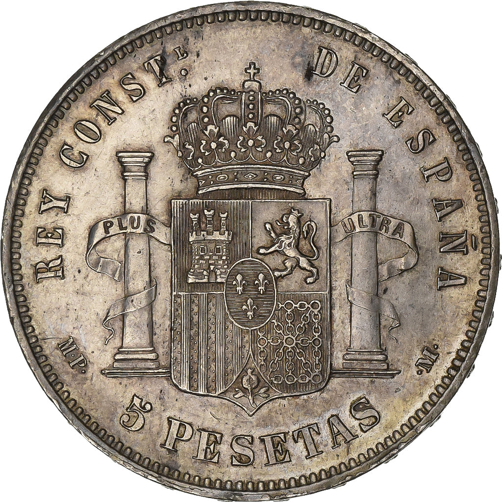 Spanien, Alfonso XIII, 5 Pesetas, 1888, Madrid, Silber, SS+, KM:689