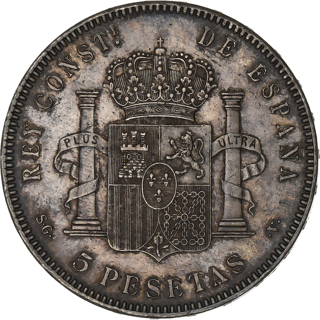 Spain, Alfonso XIII, 5 Pesetas, 1899, Madrid, Silver, AU(50-53), KM:707