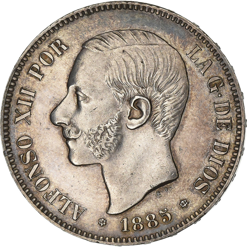 Spain, Alfonso XII, 5 Pesetas, 1885, Madrid, Silver, AU(55-58), KM:688