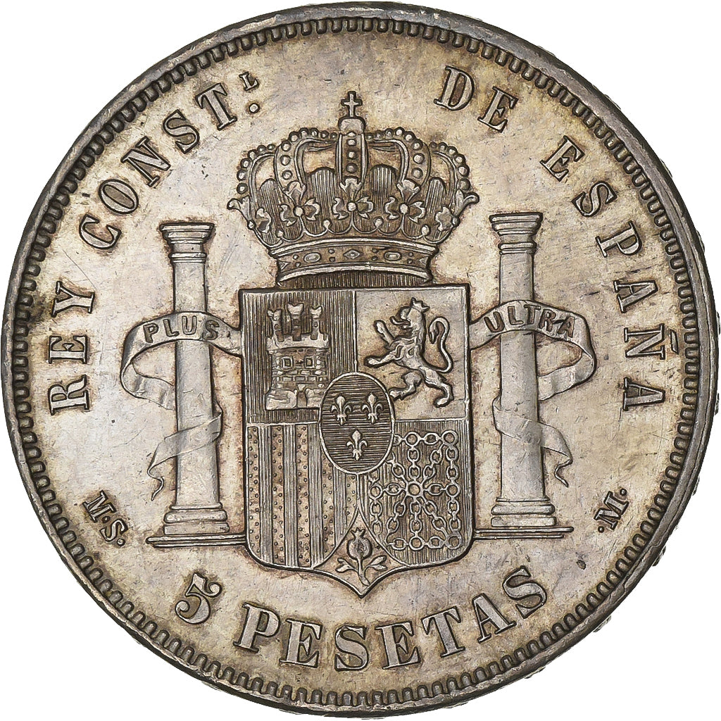 Spain, Alfonso XII, 5 Pesetas, 1885, Madrid, Silver, AU(55-58), KM:688