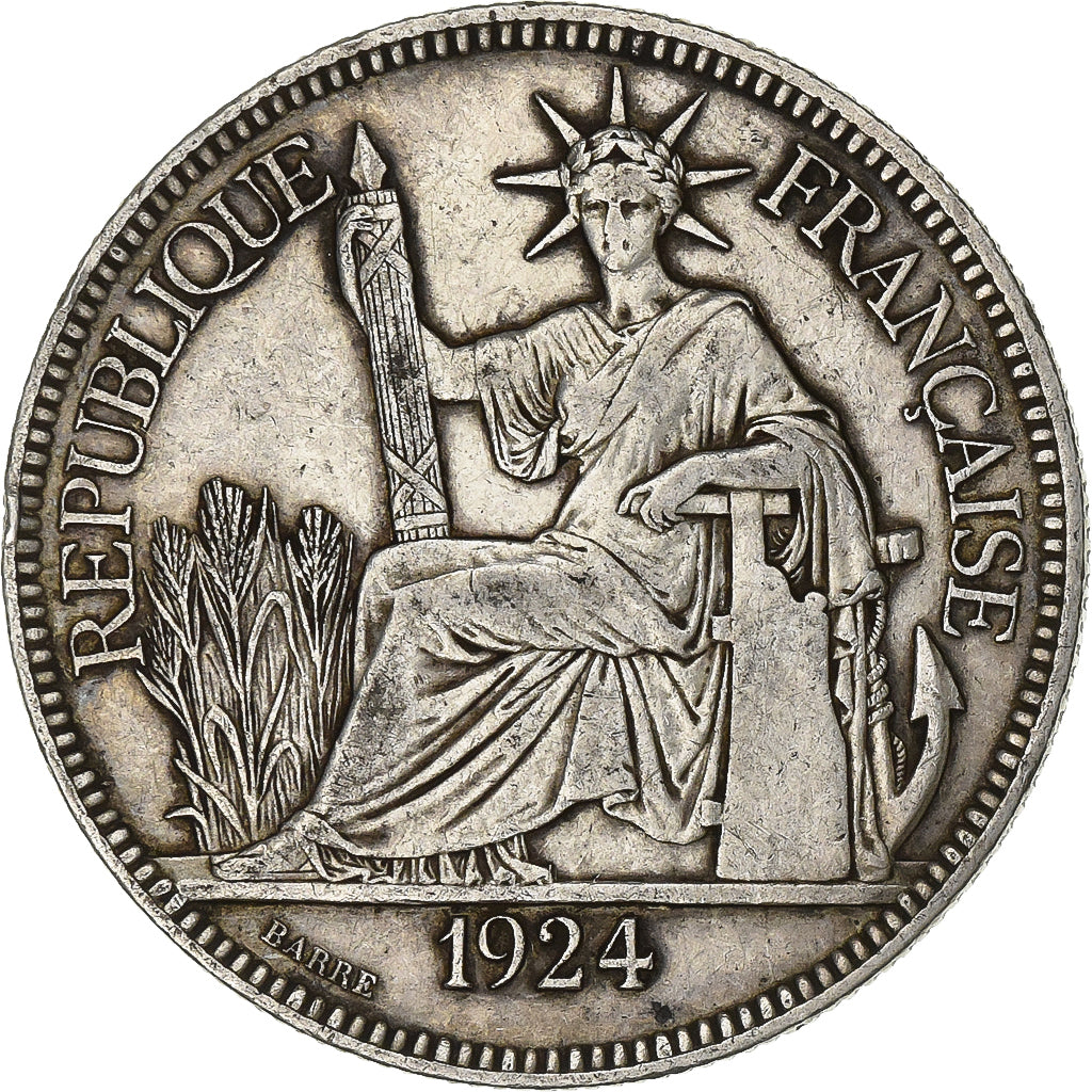 French Indochina, Piastre, 1924, Paris, Silver, EF(40-45), KM:5a.1