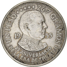 Dominican Republic, Peso, 1955, Philadelphia, Silver, AU(50-53), KM:23