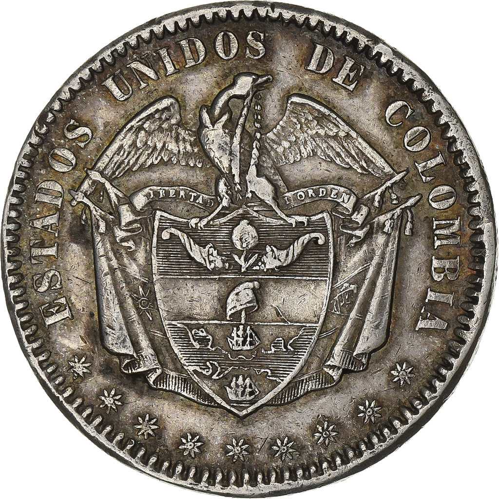 Colombia, Peso, 1866, Bogota, Silver, EF(40-45), KM:139.1