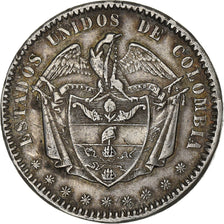 Colombia, Peso, 1866, Bogota, Silver, EF(40-45), KM:139.1