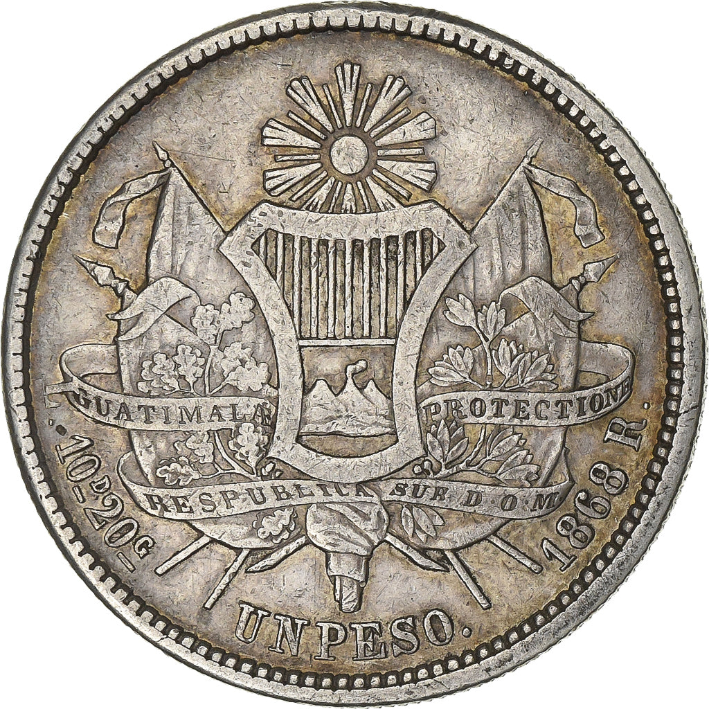 Guatemala, Peso, 1868, Guatemala City, Silver, EF(40-45), KM:186.1