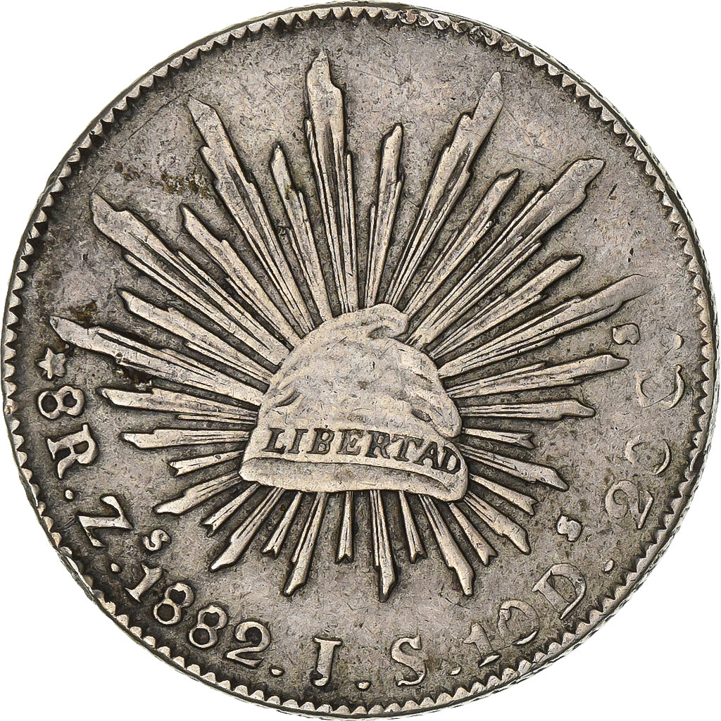 Mexiko, 8 Reales, 1882, Zacatecas, Silber, SS, KM:377.13