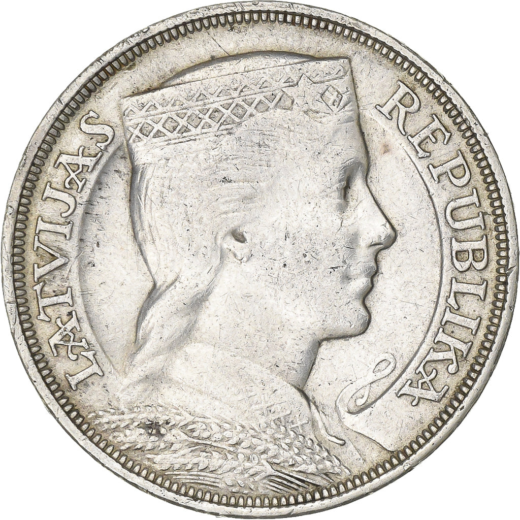 Latvia, 5 Lati, 1932, Silver, VF(30-35), KM:9