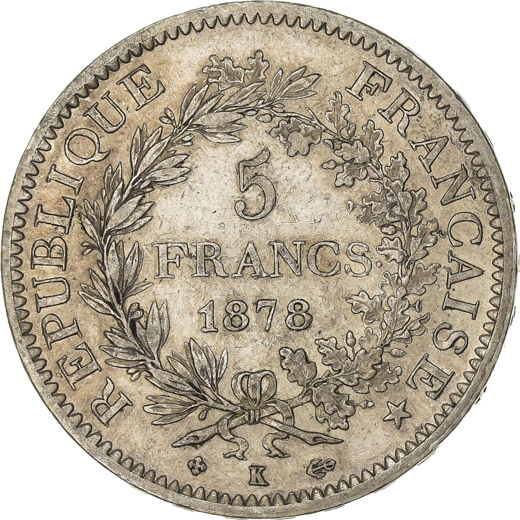 France, 5 Francs, Hercule, 1878, Bordeaux, Argent, TTB, KM:820.2