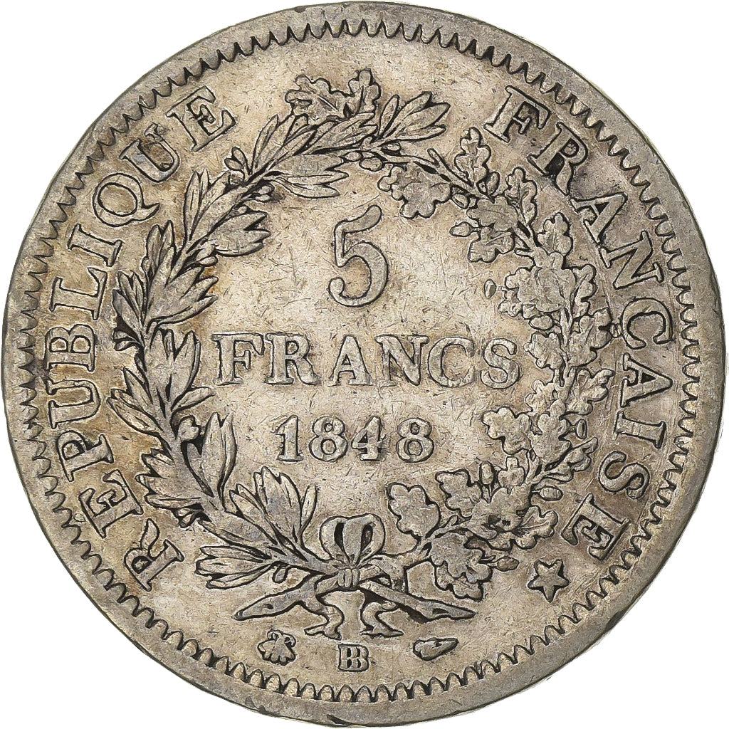 France, 5 Francs, Hercule, 1848, Strasbourg, Argent, TB+, KM:756.2