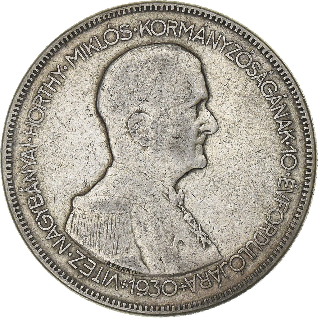 Hungary, 5 Pengö, 1930, Budapest, Silver, VF(20-25), KM:512.1