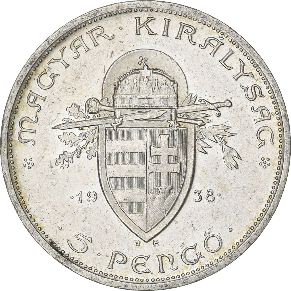 Hungary, 5 Pengö, 1938, Budapest, Silver, AU(50-53), KM:516