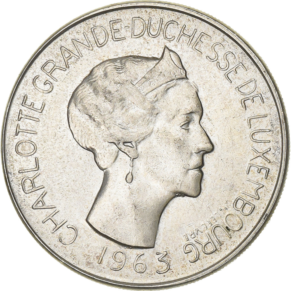 Luxembourg, Charlotte, 100 Francs, 1963, Silver, AU(55-58), KM:52