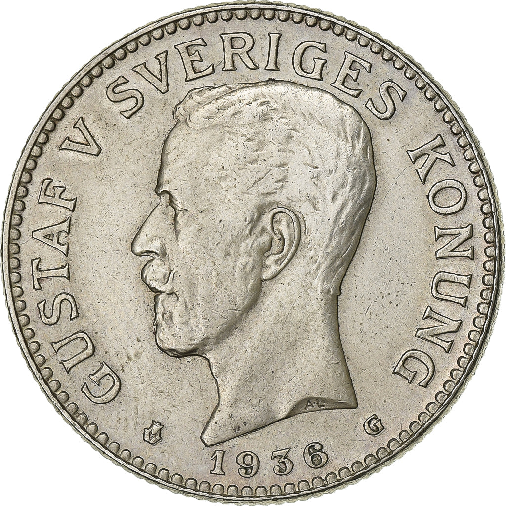 Sweden, Gustaf V, 2 Kronor, 1936, Stockholm, Silver, AU(50-53), KM:787