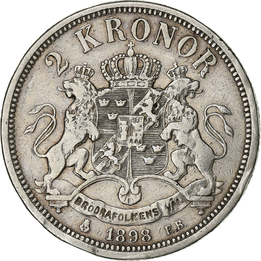 Suède, Oscar II, 2 Kronor, 1898, Eskilstuna, Argent, TTB, KM:761
