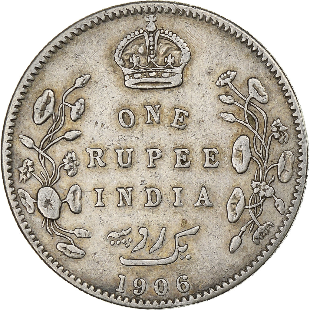 India, Edward VII, Rupee, 1906, Silver, VF(30-35), KM:508