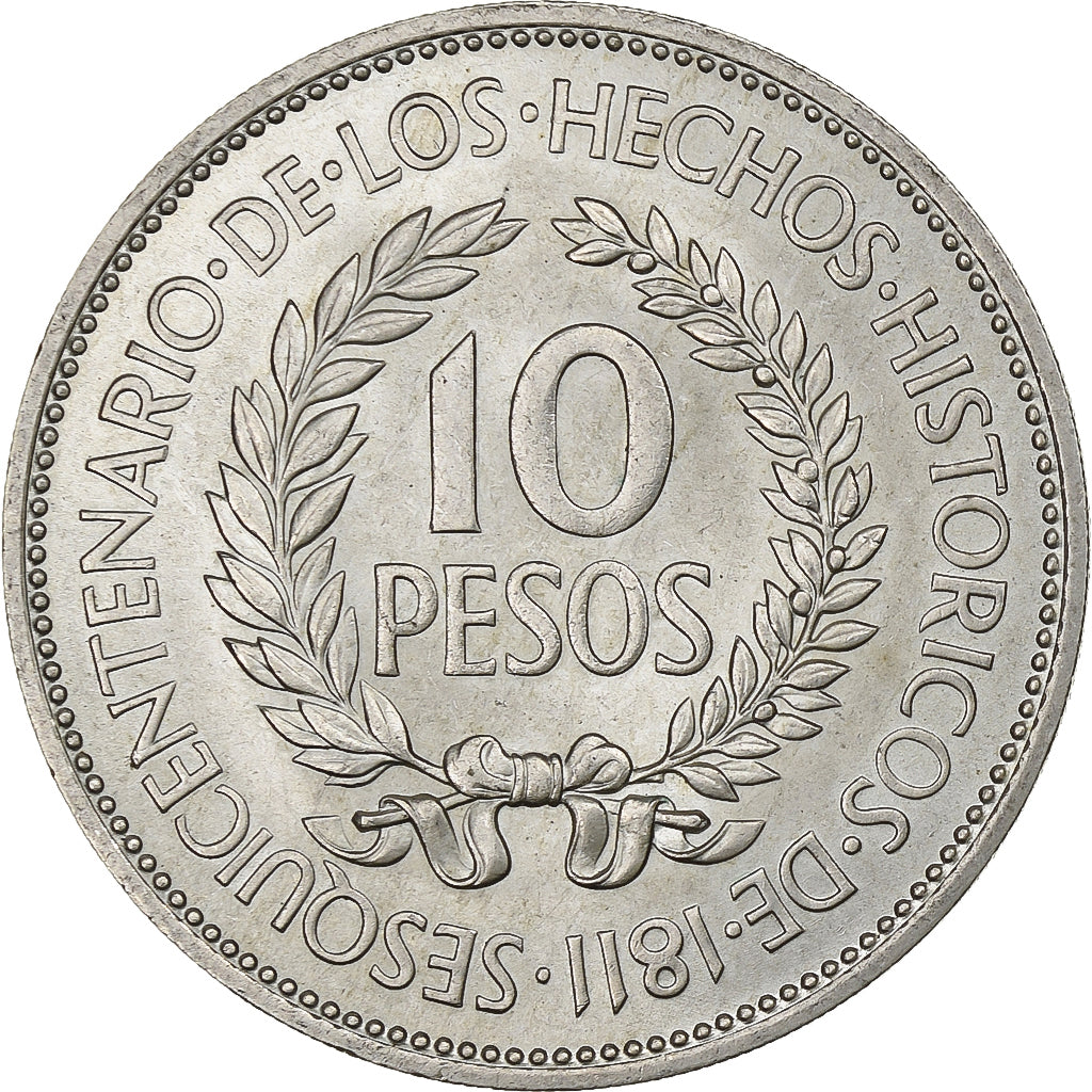Uruguay, 10 Pesos, 1961, Silver, AU(50-53), KM:43