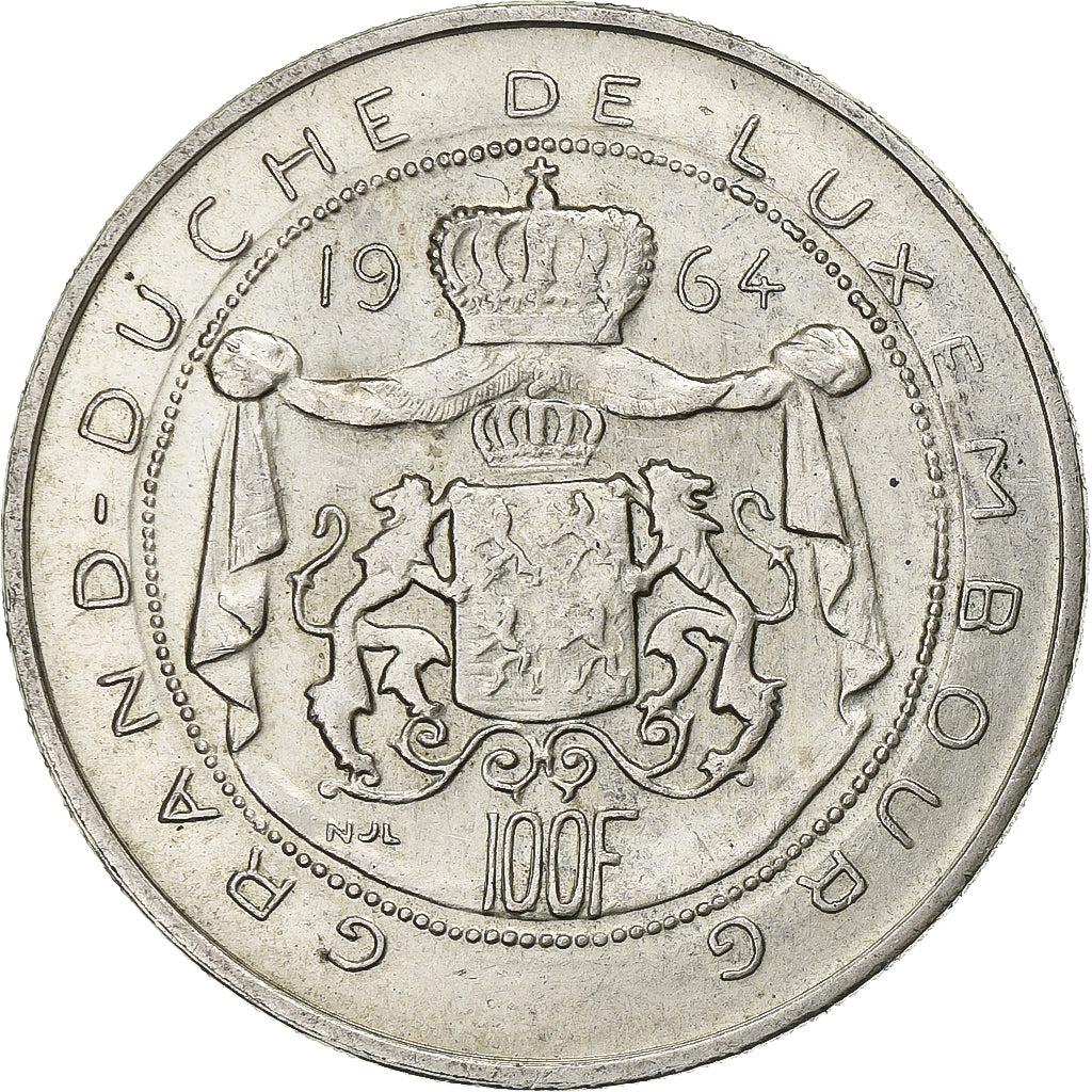 Luxembourg, Jean, 100 Francs, 1964, Utrecht, Silver, AU(50-53), KM:54