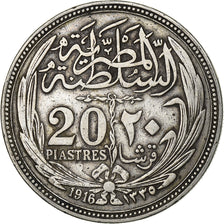 Egypt, Hussein Kamil, 20 Piastres, 1916/AH1335, Silver, EF(40-45), KM:321