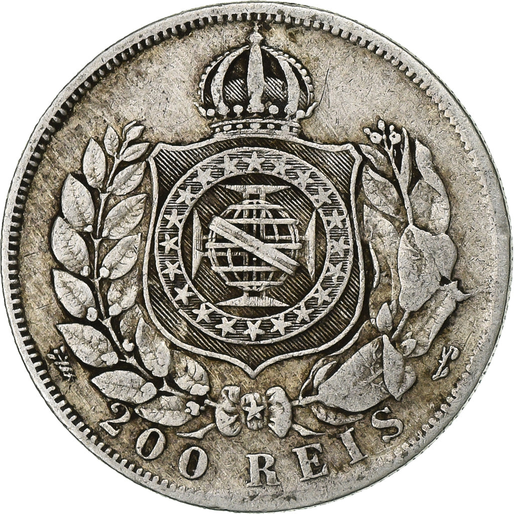 Brasile, Pedro II, 200 Reis, 1868, Rio de Janeiro, Argento, MB+, KM:471
