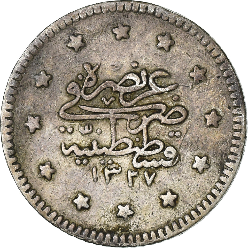 Turcja, Muhammad V, Kurush, 1910/AH1327, Qustantiniyah, Srebro, VF(30-35)