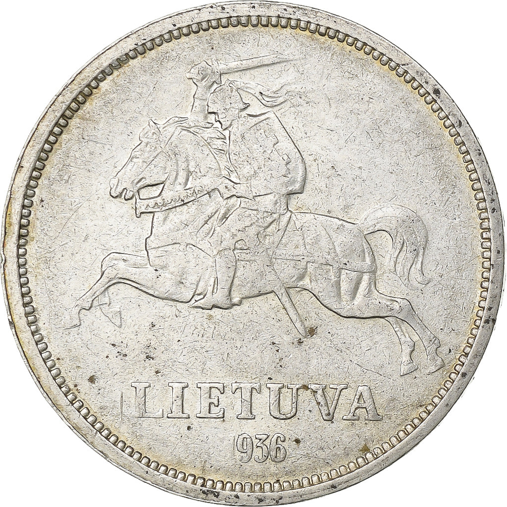 Lituania, 5 Litai, 1936, Argento, BB, KM:82