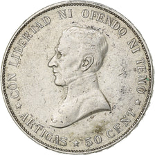 Uruguay, 50 Centesimos, 1917, Santiago, Silver, EF(40-45), KM:22