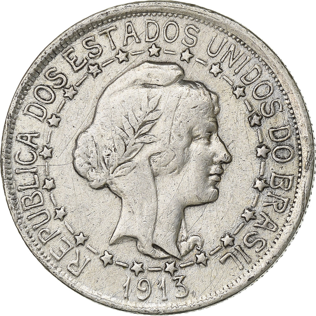 Brasil, 1000 Reis, 1913, Prata, EF(40-45), KM:510