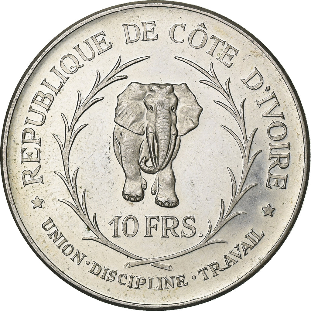 Ivory Coast, 10 Francs, 1966, Paris, Silver, AU(55-58), KM:1