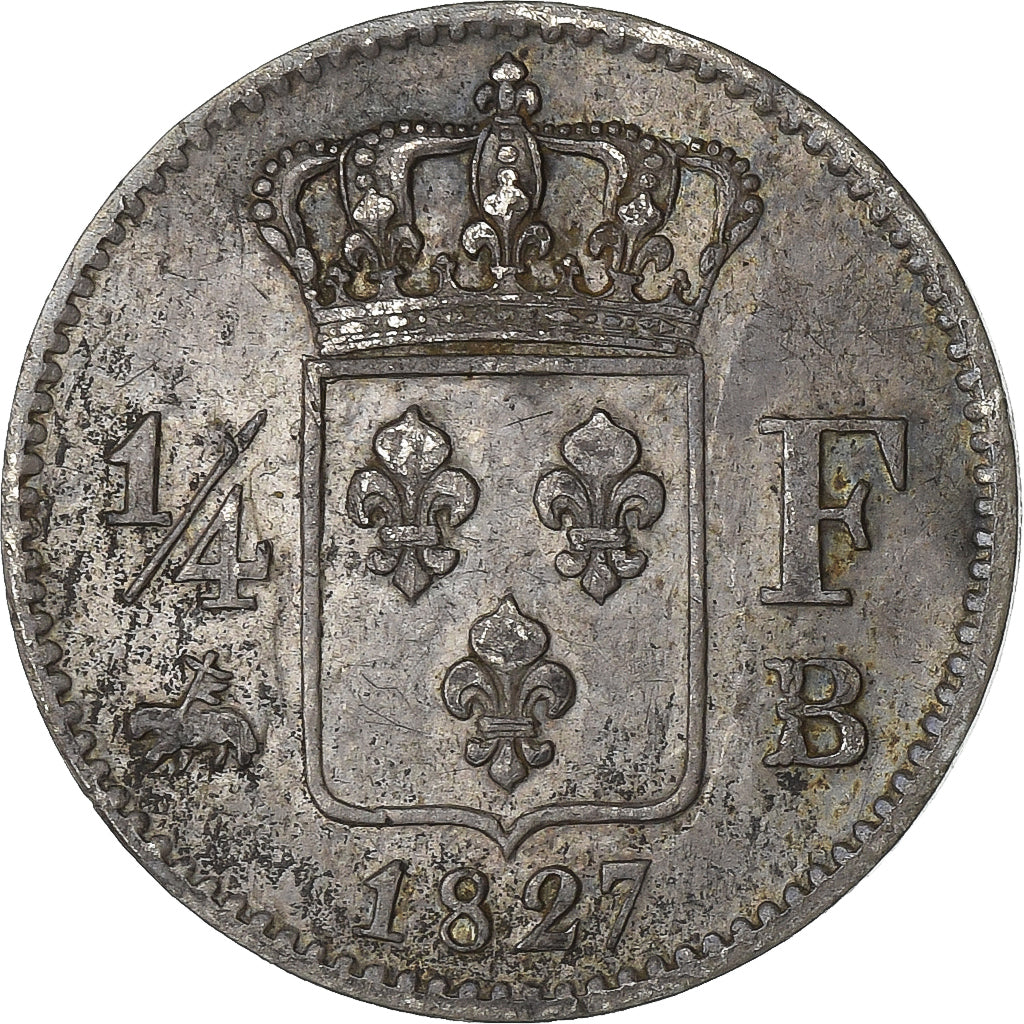 Francia, 1/4 Franc, Charles X, 1827, Rouen, Argento, SPL-, KM:722.2