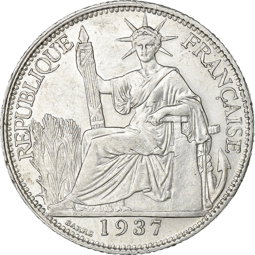 French Indochina, 20 Cents, 1937, Paris, Silver, EF(40-45), KM:17.2