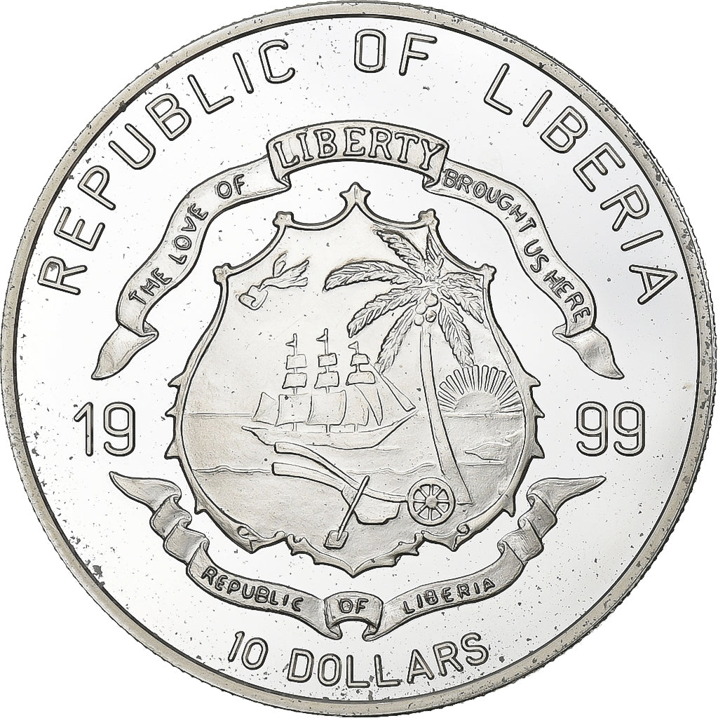 Liberia, 10 Dollars, 1999, Srebro, MS(65-70)