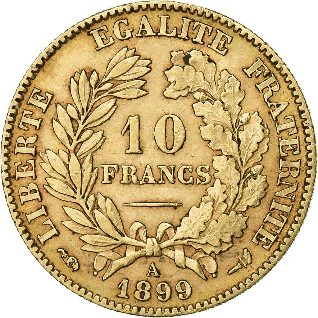 France, 10 Francs, Cérès, 1899, Paris, Gold, AU(50-53), KM:830