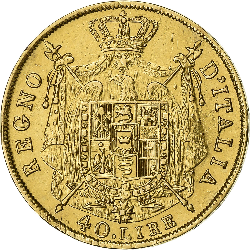 États italiens, KINGDOM OF NAPOLEON, Napoléon I, 40 Lire, 1812, Milan, Or