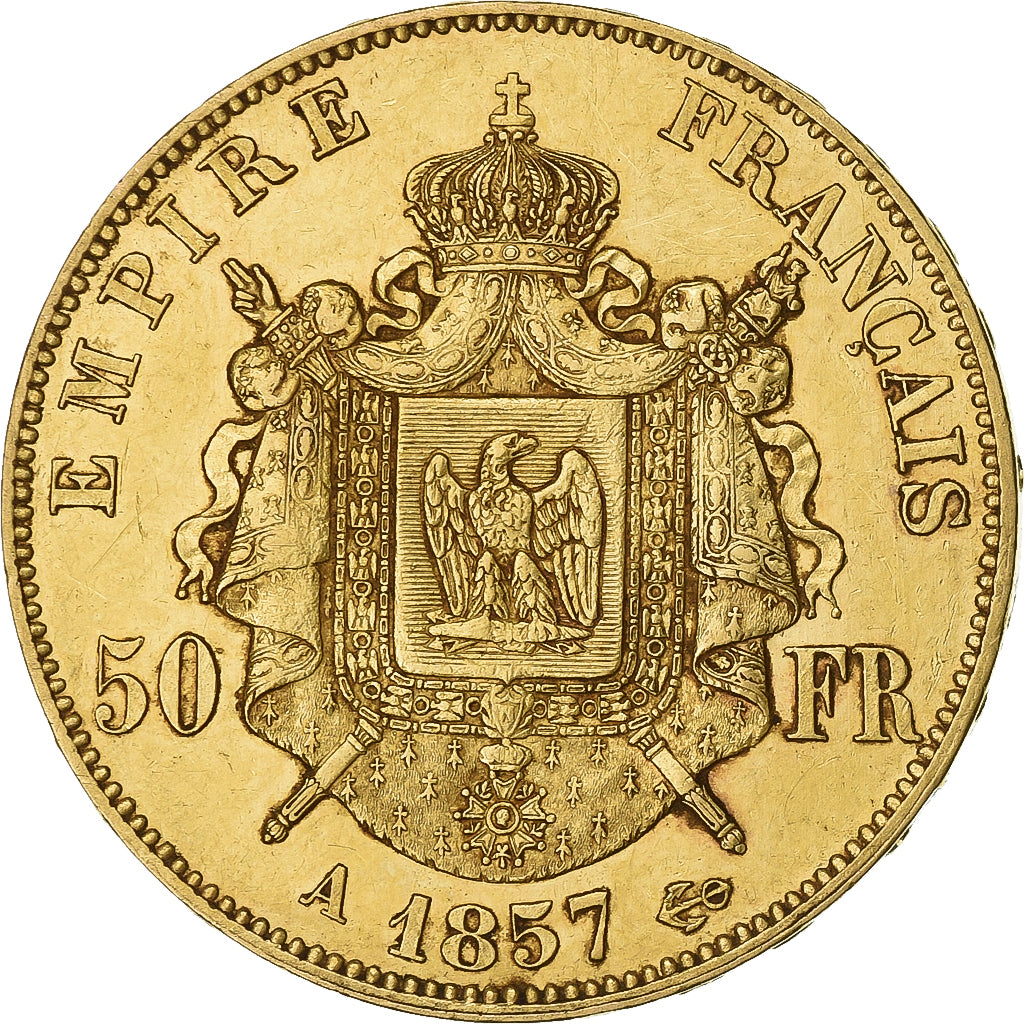 France, Napoleon III, 50 Francs, Napoléon III, 1857, Paris, Gold, EF(40-45)