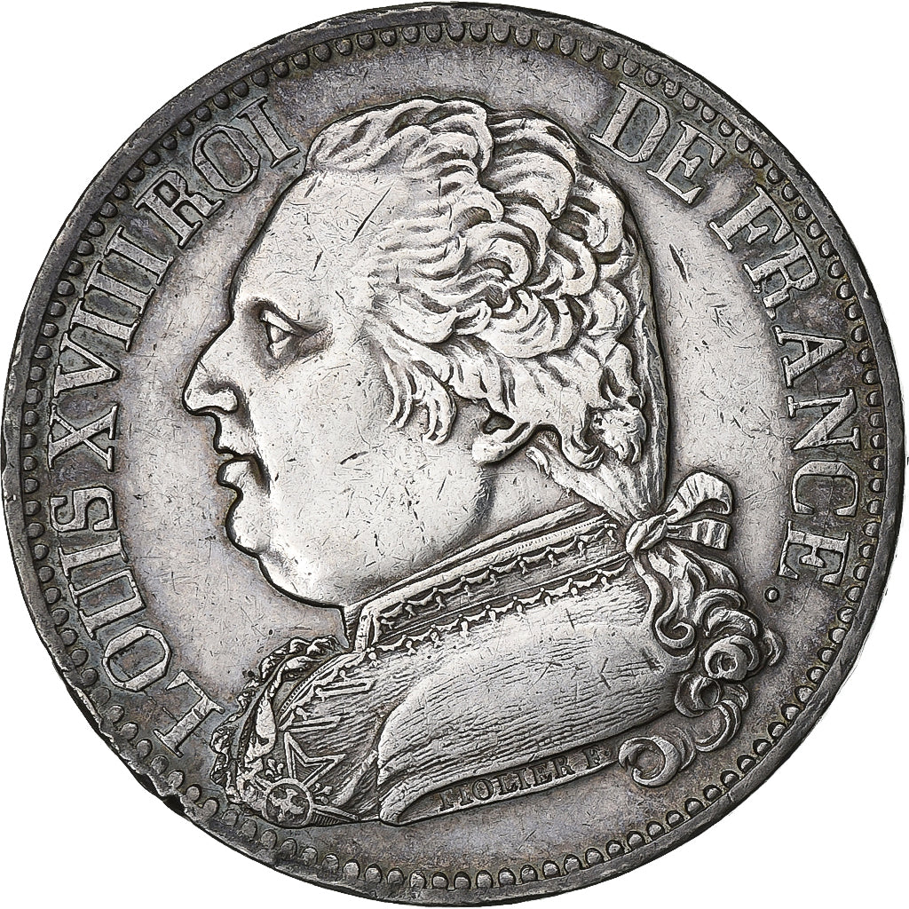 France, Louis XVIII, 5 Francs, Louis XVIII, 1814, Toulouse, Silver, EF(40-45)