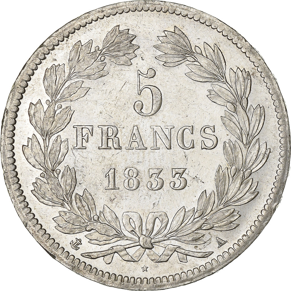 France, 5 Francs, Louis-Philippe, 1833, Paris, Silver, EF(40-45), KM:749.1