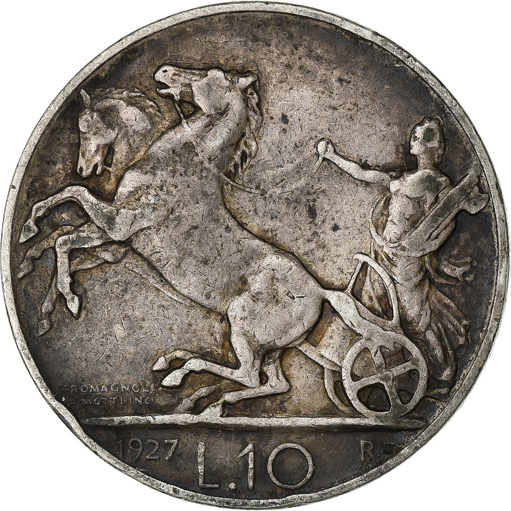 Italy, Vittorio Emanuele III, 10 Lire, 1927, Rome, Silver, VF(30-35), KM:68.2