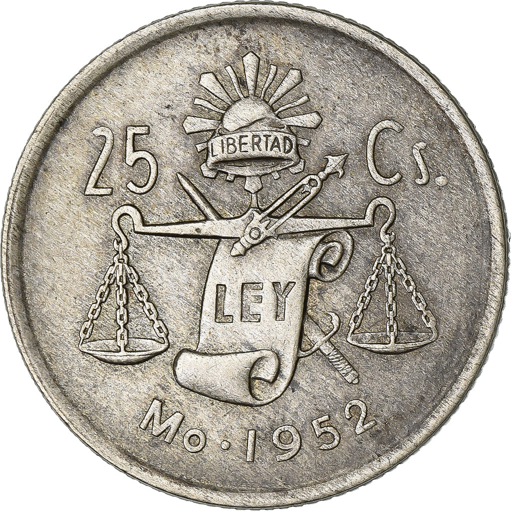 Messico, 25 Centavos, 1952, Mexico City, Argento, BB, KM:443