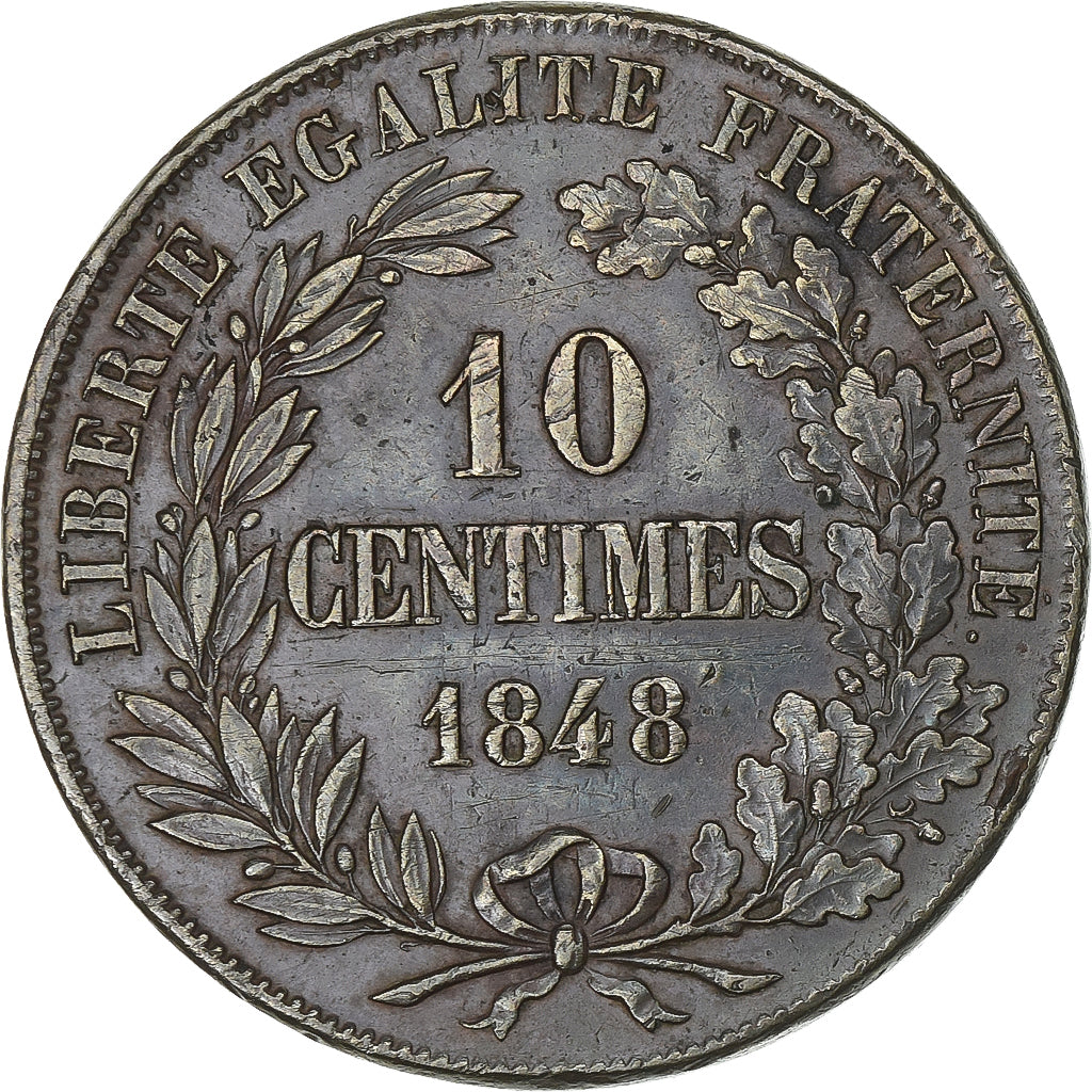 France, 10 Centimes, 1848, Bronze, EF(40-45), Gadoury:240