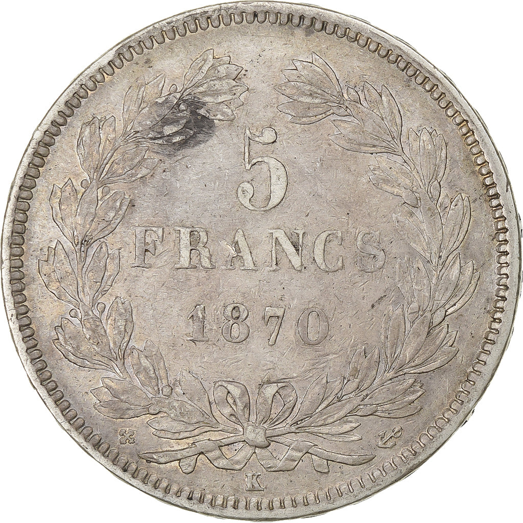 Frankreich, 5 Francs, Cérès, 1870, Bordeaux, Silber, SS, KM:818.2
