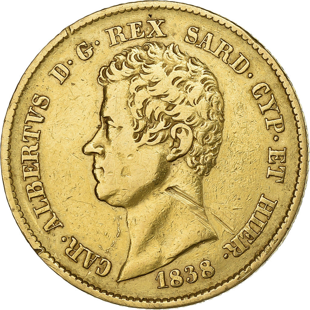États italiens, SARDINIA, Charles-Albert, 20 Lire, 1828, Genoa, Or, TB+