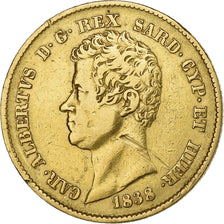 États italiens, SARDINIA, Charles-Albert, 20 Lire, 1828, Genoa, Or, TB+