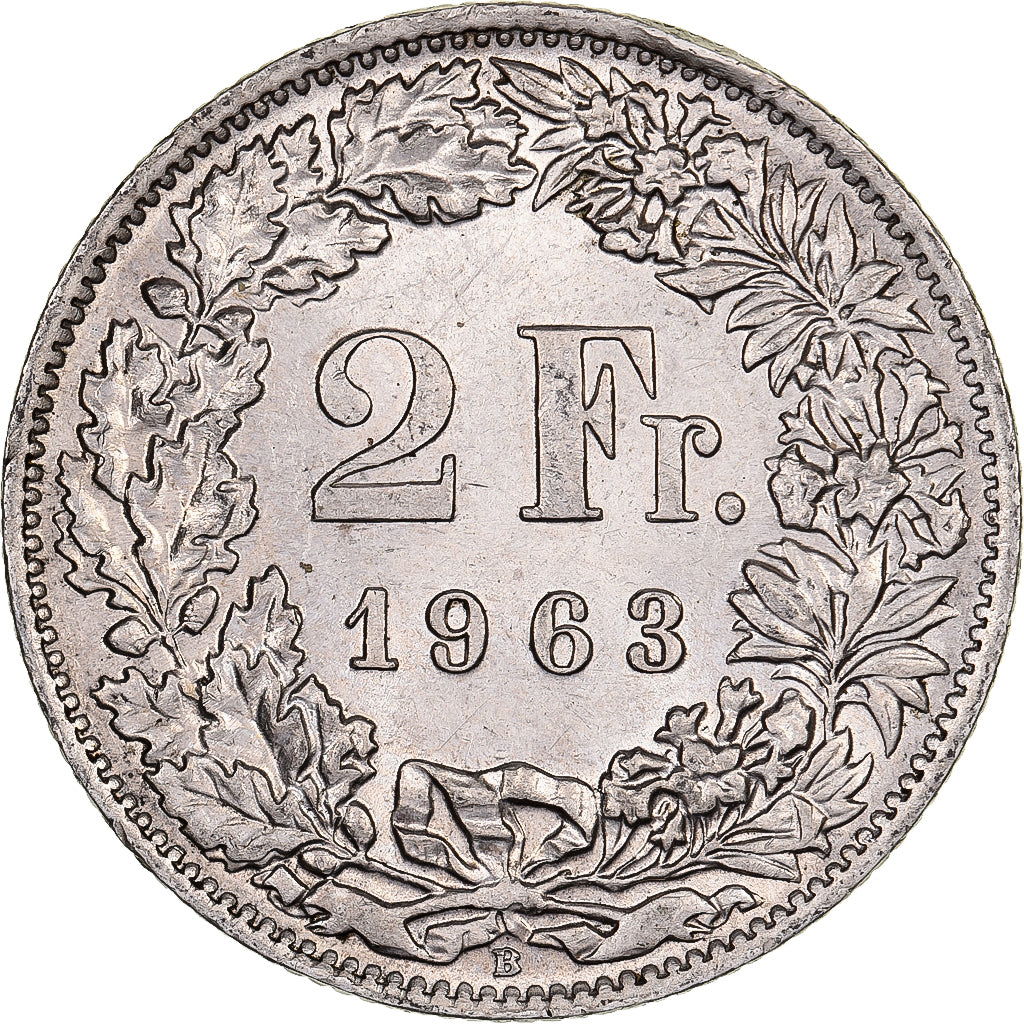 Switzerland, 2 Francs, 1963, Bern, Silver, AU(55-58), KM:21