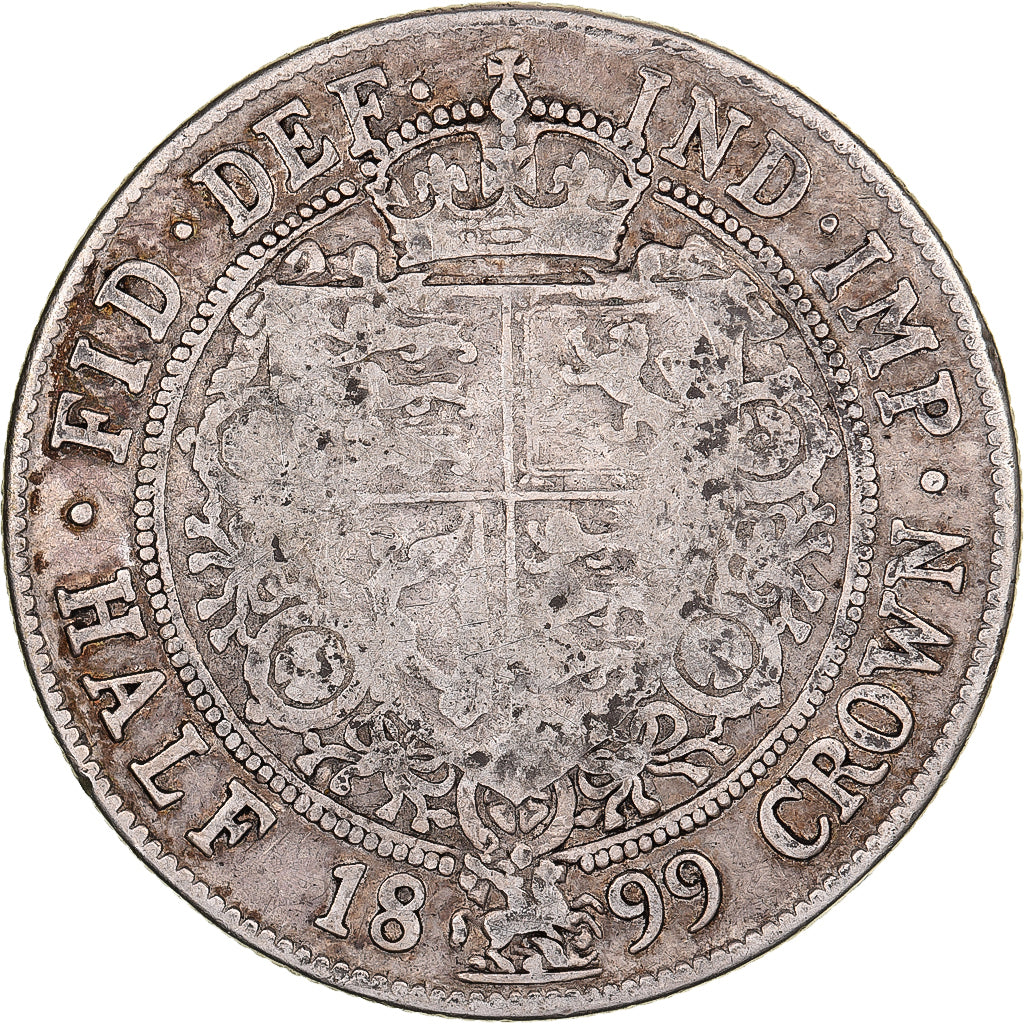 Great Britain, Victoria, 1/2 Crown, 1899, Silver, VF(20-25), KM:782