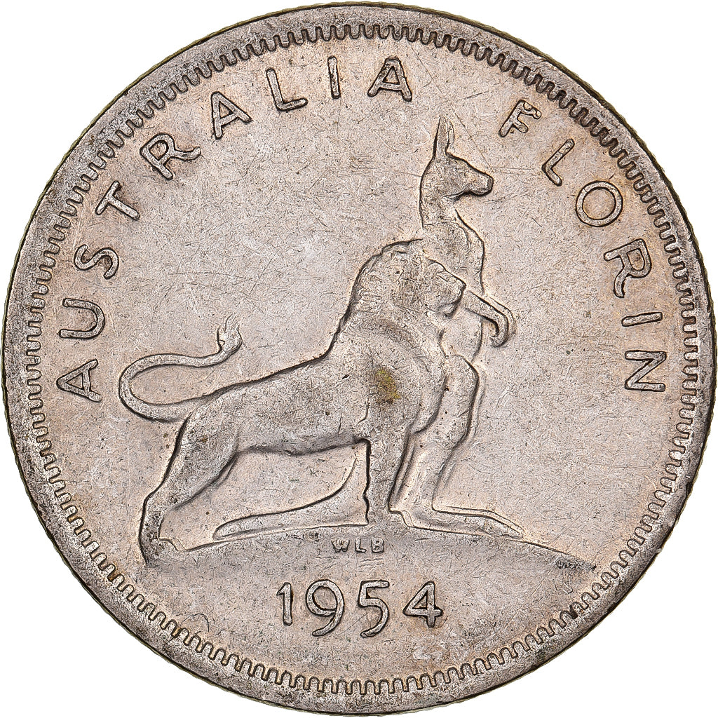 Australia, Elizabeth II, Florin, 1954, Melbourne, Silver, EF(40-45), KM:55