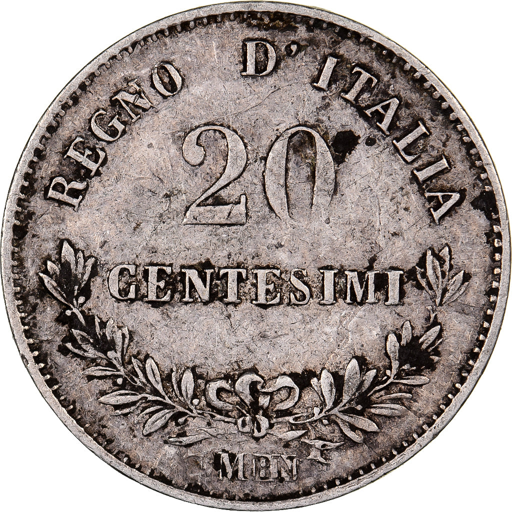 Italie, Vittorio Emanuele II, 20 Centesimi, 1863, Milan, Argent, TTB+, KM:13.1